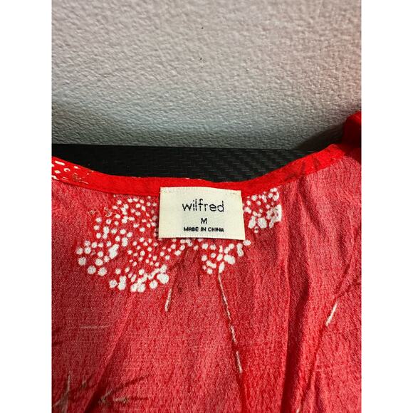Aritzia Wilfred Red Floral Gallery Button Front Midi Dress Medium Boho Cottage - Picture 9 of 13
